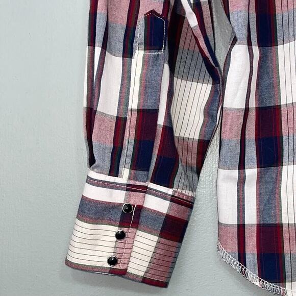 Vtg Rustler Mens Size 16 34 / 35 Pearl Snap X Long Tails Western Shirt Cowboy - Picture 5 of 10